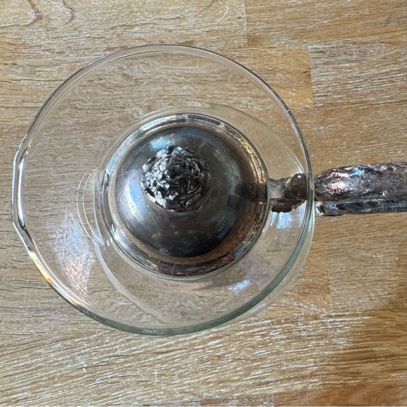 Vintage Glass Coffee Carafe with Silver Accents - Picture 3 of 8